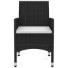 9 Piece Patio Dining Set with Cushions Poly Rattan and Glass - Black