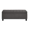 Upholstered tufted button storage bench ,Linen fabric entry bench with spindle wooden legs, Bed bench- Dark Gray - as Pic