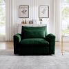 Green Corduroy Deep Seat Single Sofa Accent Chair,Deep Seat Couch with Waist Pillow for Living Room/Apartment/Office - as Pic