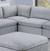 Dark Gray Color 6pc Modular Sectional Set Corduroy Upholstery Couch 3x Corner wedge 2x Armless Chairs 1x Ottoman Living Room Furniture - as Pic