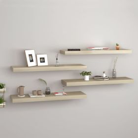 Floating Wall Shelves 4 pcs Oak 31.5"x9.3"x1.5" MDF - Brown