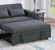 Contemporary Charcoal Sleeper Sofa Pillows Plush Tufted Seat 1pc Convertible Sofa w Cup Holder Polyfiber Couch Living Room Furniture - as Pic