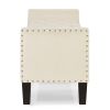 Upholstered Tufted Button Storage Bench with nails trim,Entryway Living Room Soft Padded Seat with Armrest,Bed Bench - Cream - as Pic