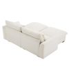 Corduroy Two-Seater Sofa with 2 Storage Footrest, 2 Seater Sectional deep seat sofa,Comfy Couches for Living Room ,Beige Sofa - as Pic