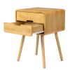 Wood Nightstand End Side Table with Drawer & Solid Wood Legs for Living Room, Bedroom - as picture