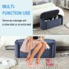 COOLMORE Storage Ottoman,Bedroom End Bench,Upholstered Fabric Storage Ottoman with Safety Hinge(Navy) - as Pic