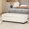 50" Ottoman Bench in Textured Fabric, Rectangular Design with Hinged Lid for Seating, Footrest, and Hidden Storage