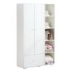 Bedroom Armoire, Wardrobe Armoire Closet, Drawers and Shelves, Handles, Hanging Rod, for Bedroom , White - as picture