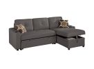 Ash Black Dorris Fabric Convertible Sectional Sofa Pull out Bed Couch Storage Chaise Cup Holders Pillows 2pc Sectional Living Room - as Pic
