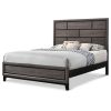 Grey Finish 1pc King Size Panel Bed Beautiful Wooden Bedroom Furniture Box Design Headboard FB Rubber wood Paper veneer - as Pic