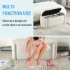 COOLMORE Storage Ottoman,Bedroom End Bench,Upholstered Fabric Storage Ottoman with Safety Hinge (Beige) - as Pic