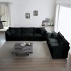 Modern Sofa Couch, 3 Piece Set Extra Deep Seat Sectional Sofa, Oversized Sofa, 3 Seat Sofa, Loveseat and Single Sofa, Black Chenille - as Pic