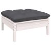 6 Piece Patio Lounge Set with Cushions White Pinewood - White