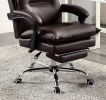 Contemporary Office Chair Upholstered 1pc Comfort Adjustable Chair Relax Office Chair Work Brown Leatherette Padded Armrests - as Pic