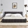 Queen Size Upholstered Bed Frame with Thick Fabric, Chenille Fabric Grounded Queen Size Platform Bed with Headboard.Dark Grey(68''*86.5''*23.5'')