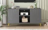 Modern TV Stand for TVs up to 55 Inches,Entertainment Center Media Console,Adjustable Shelf,Metal Legs- Gray - MDF