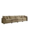 Corduroy Sofa , Modern Upholstered 4 Seater Corduroy Fabric Sofa, Easy to Assemble with 2 Arm Pillows and 4 Throw Pillows