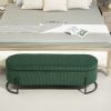 COOLMORE Storage Ottoman,Bedroom End Bench,Upholstered Fabric Storage Ottoman with Safety Hinge (Emerald) - as Pic