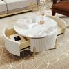 Modern Round Coffee Table with 2 large Drawers Storage Accent Table(31.5'') - as Pic