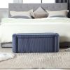 COOLMORE Storage Ottoman,Bedroom End Bench,Upholstered Fabric Storage Ottoman with Safety Hinge(Navy) - as Pic