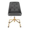 Marche Contemporary Adjustable Office Chair with Casters in Gold Metal and Grey Faux Leather by LumiSource - as Pic