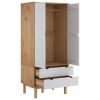 Wardrobe OTTA Brown and White 30.1"x20.9"x67.7" Solid Wood Pine - White