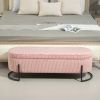 COOLMORE Storage Ottoman,Bedroom End Bench,Upholstered Fabric Storage Ottoman with Safety Hinge (Pink) - as Pic