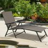 Set of 2 Adjustable Chaise Lounge Chair with 5 Reclining Positions - as show