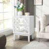 FCH 45*30*60cm MDF Spray Paint, Smoked Mirror, Two-Drawn Carving, Bedside Table, White - as picture