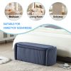 COOLMORE Storage Ottoman,Bedroom End Bench,Upholstered Fabric Storage Ottoman with Safety Hinge(Navy) - as Pic