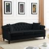 79" Chesterfield Sofa Black Velvet for Living Room, 3 Seater Sofa Tufted Couch with Rolled Arms and Nailhead