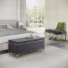 Large Storage Benches Set, Nailhead Trim 2 in 1 Combination Benches, Tufted Velvet Benches with Gold Leg