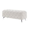 Button-Tufted Ottoman Bench, Upholstered Velvet Footrest Stool Accent Bench for Entryway Living Room Bedroom. - White