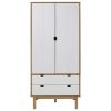 Wardrobe OTTA Brown and White 30.1"x20.9"x67.7" Solid Wood Pine - White