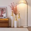 Floor Metal Vases Decorated White Metal vases Set of 3 large glazed metal vases 24in/28.7in/33.5in height - as Pic