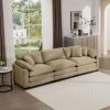Mid-Century Modern Sectional Sofa 3-Seater Sectional Sofa with 2 Arm Pillows and 3 Pillows, Living Room Sectional Tan Corduroy Fabric - as Pic