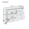 3-Pieces Sets,Dresser and Two Nightstands with Metal Handles and Mirror Decoration, Elegant - White - MDF