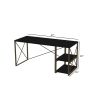 Furnish Home Store Morello Gold Metal Frame 47" Wooden Top 2 Shelves Writing and Computer Desk for Home Office, White - as pic