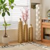 Floor Metal Vases Decorated White Metal vases Set of 3 gorgeous home decoration large glazed metal vases 25.2in/29.33in/34.25in height - as Pic