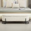 COOLMORE Storage Ottoman,Bedroom End Bench,Upholstered Fabric Storage Ottoman with Safety Hinge, Entryway Padded Footstool, Ottoman Bench Beige