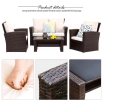 4-Pieces Outdoor Patio Furniture Set PE Rattan Wicker with Brown - as Pic