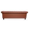 84.65" Rolled Arm Chesterfield 3 Seater Sofa. - Brown