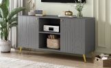 Modern TV Stand for TVs up to 55 Inches,Entertainment Center Media Console,Adjustable Shelf,Metal Legs- Gray - MDF