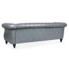 84.65" Rolled Arm Chesterfield 3 Seater Sofa. - Grey