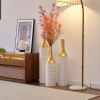 Floor Metal Vases Decorated White Metal vases Set of 3 large glazed metal vases 24in/28.7in/33.5in height - as Pic