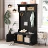 Hall Tree with Storage Shoe Bench for Entryway and Hallway, 4-in-1 Design Coat Racks with 4 Hooks for Living Room, Black - as Pic