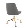 Marche Contemporary Adjustable Office Chair with Casters in Gold Metal and Grey Faux Leather by LumiSource - as Pic