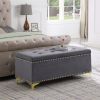Large Storage Benches Set, Nailhead Trim 2 in 1 Combination Benches, Tufted Velvet Benches with Gold Leg
