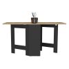 Folding Dining Table Evart, Living Room, Black / Macadamia - Black / Macadamia