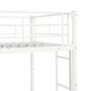 Over Twin Bunk Bed Frame with Trundle,Metal Bunkbed with Sturdy Guard Rail and 2 sideLadders- White